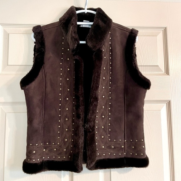 Brown Suede Vest with Studded Details - Picture 1 of 4